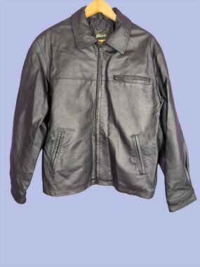 Penmans Genuine Leather Jacket Black Full Zip Men's M Classic Zip Front Coat